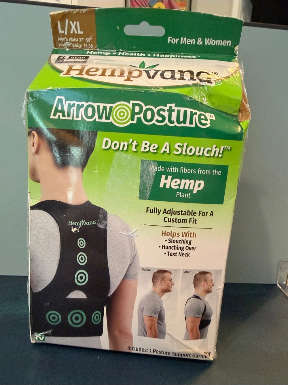 Hempvana ArrowPosture Unisex Posture Support Shirt - Black - L/XL